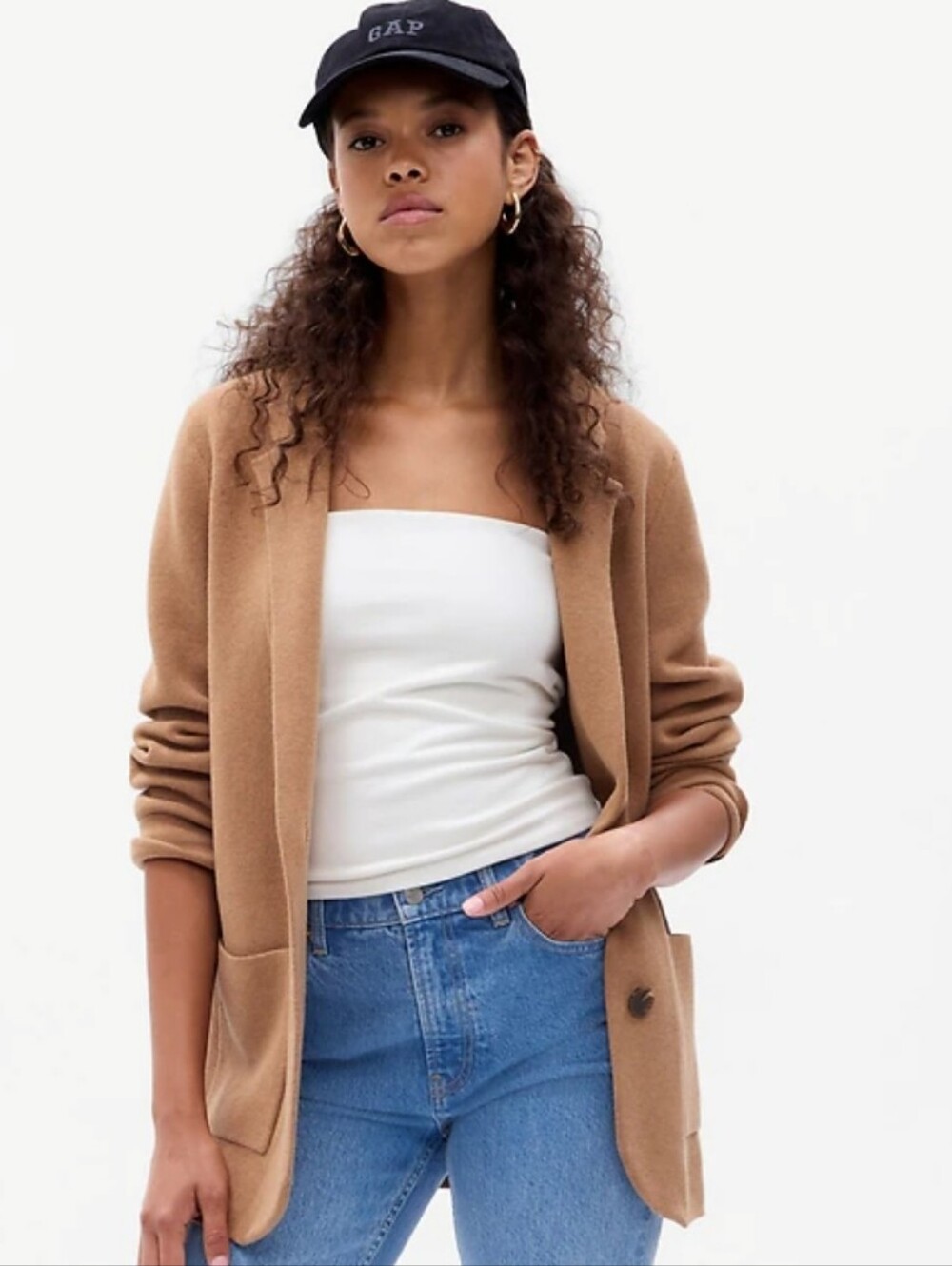 Gap Camel Sweater Blazer Minimalist Capsule Neutral Quiet Luxury Oversized XL